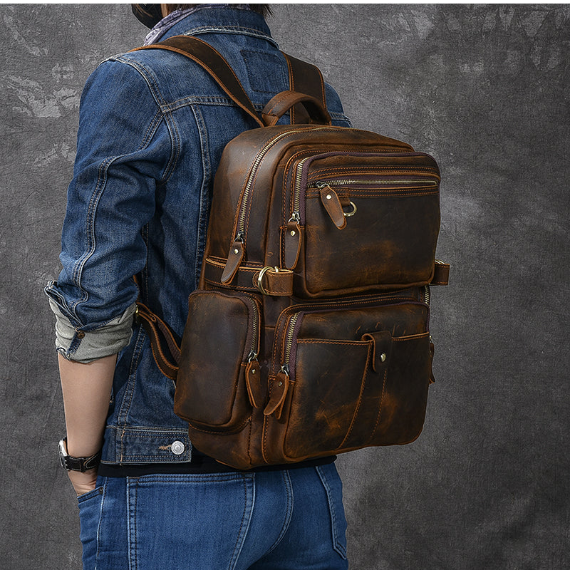 Klassischer & Vielseitiger Leder Rucksack – URSUS für Alltag & Reise