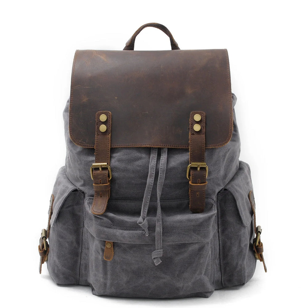ALVAR – Vintage Canvas Rucksack Herren mit Lederklappe