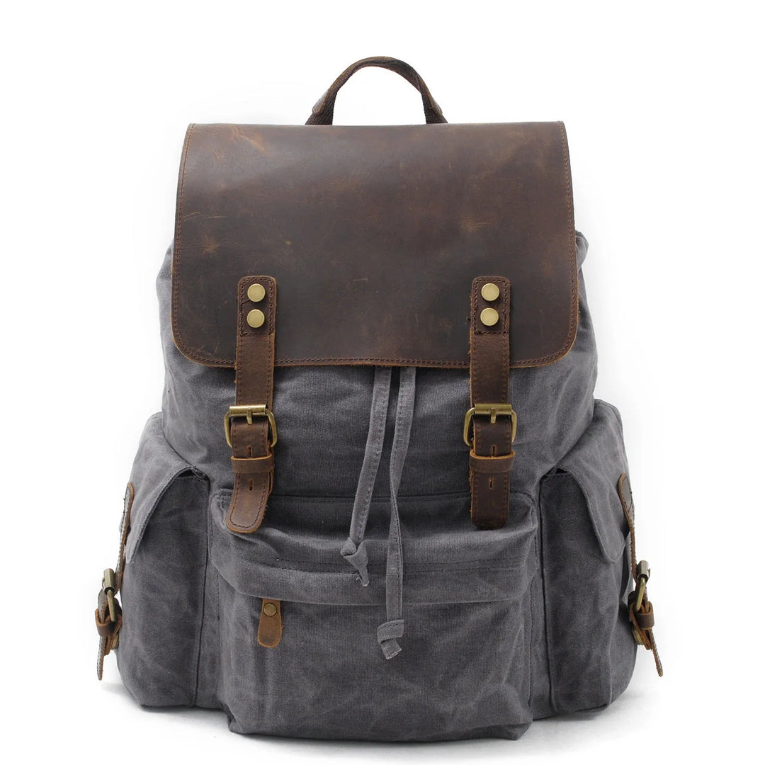 ALVAR – Vintage Canvas Rucksack Herren mit Lederklappe