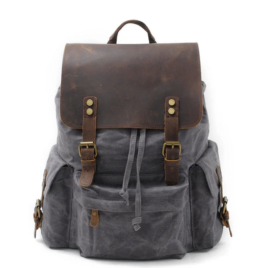 ALVAR – Vintage Canvas Rucksack Herren mit Lederklappe