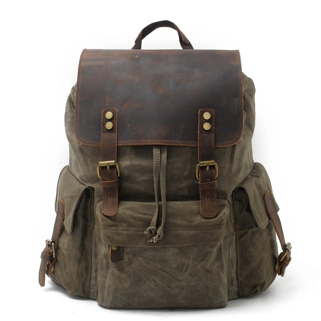 ALVAR – Vintage Canvas Rucksack Herren mit Lederklappe