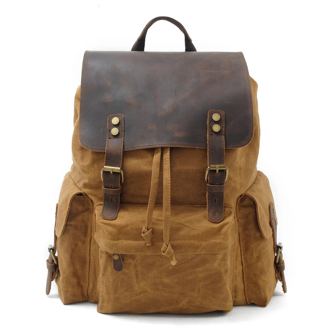 ALVAR – Vintage Canvas Rucksack Herren mit Lederklappe