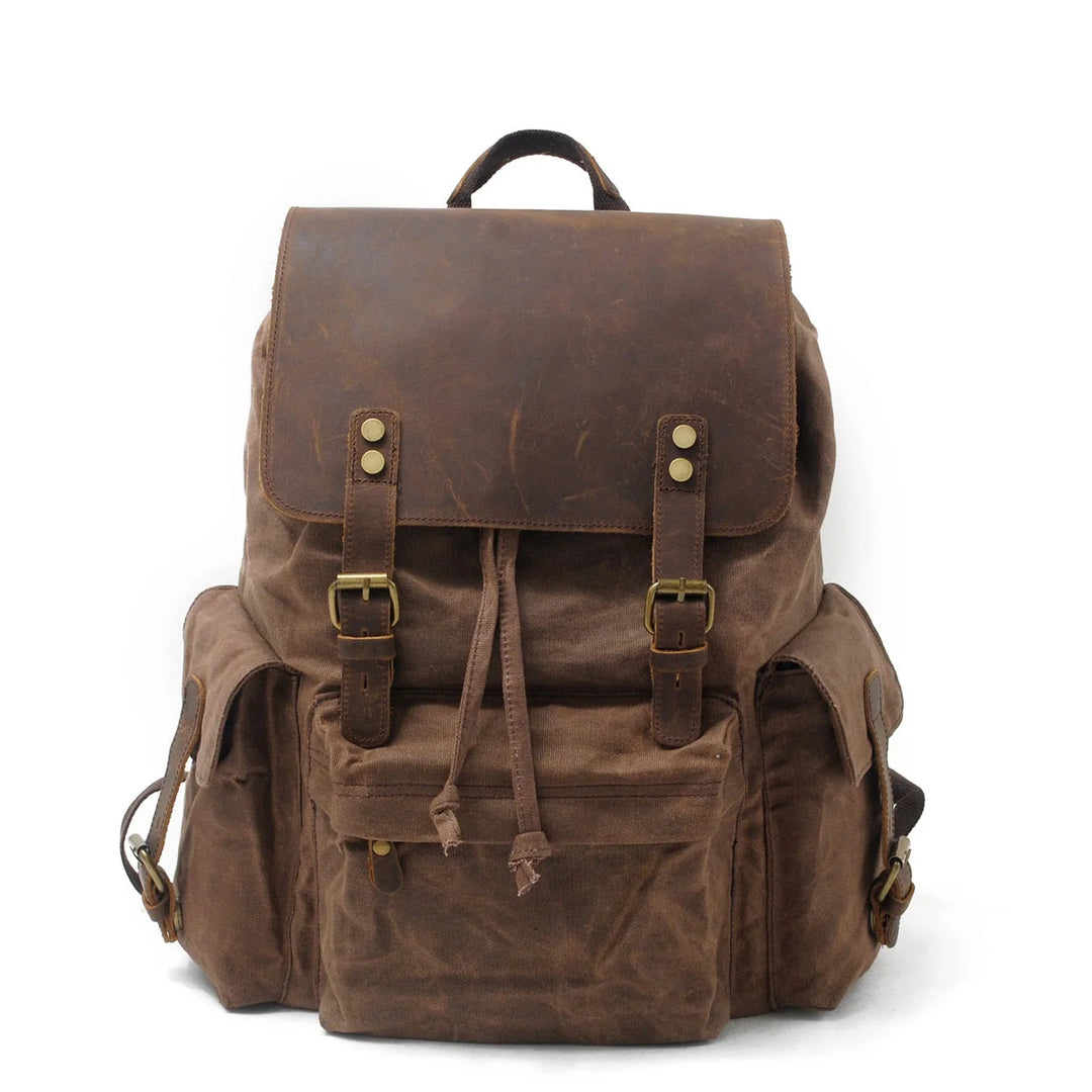 ALVAR – Vintage Canvas Rucksack Herren mit Lederklappe