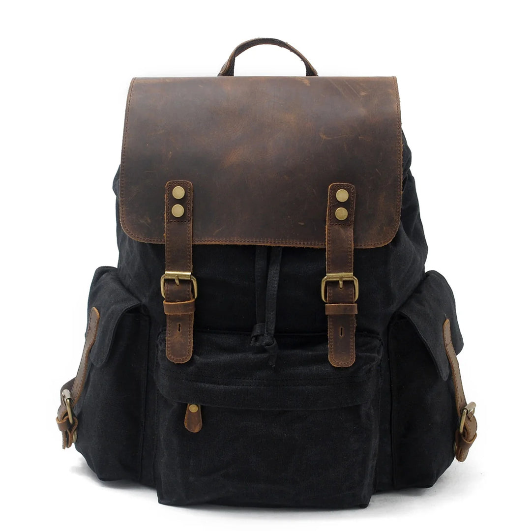 ALVAR – Vintage Canvas Rucksack Herren mit Lederklappe