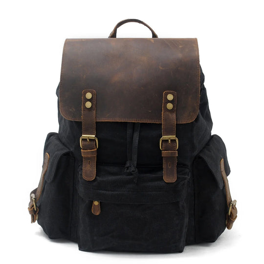 ALVAR – Vintage Canvas Rucksack Herren mit Lederklappe