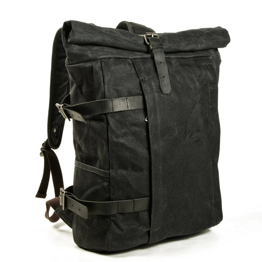 GRITTA – Canvas Motorrad Rucksack mit Rolltop (Wasserabweisend)