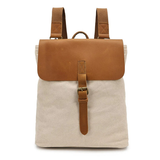MERNA – Canvas Rucksack Damen mit Lederklappe (Klein & Stilvoll)