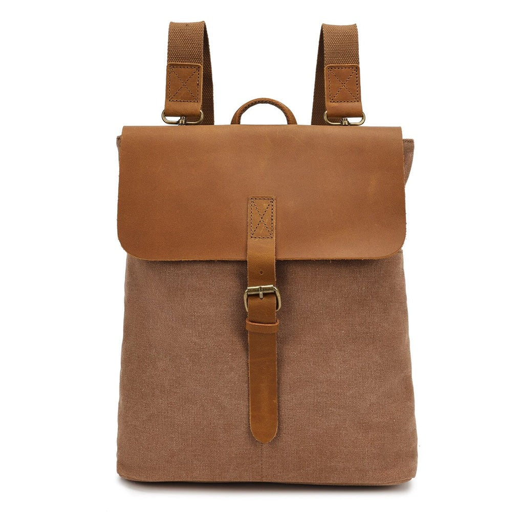 MERNA – Canvas Rucksack Damen mit Lederklappe (Klein & Stilvoll)